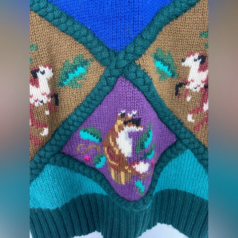 VTG Millers Sportif Equestrian Wool Sweater with Horse and Fox Motif - Picture 6 of 11